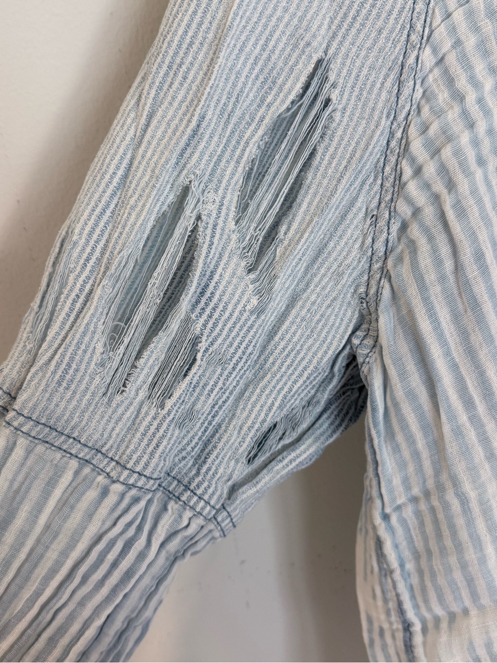We The Free Light Blue Striped Casual Button-Down Shirt - Picture 9 of 11